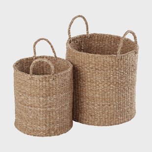 Dixie Esther cylinder opbergmand met handvat 2-pack Natural