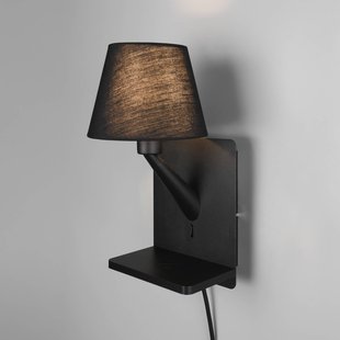 Trio Lighting Wandlamp Comfort, mat zwart, metaal, stekker, E14