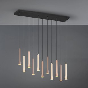 Trio Lighting Hanglamp Fiato, 11-lamps, lang, metaal, taupe, koffie