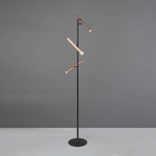 Trio Lighting LED vloerlamp Fiato, 3-lamps, mat zwart, metaal, dimmer