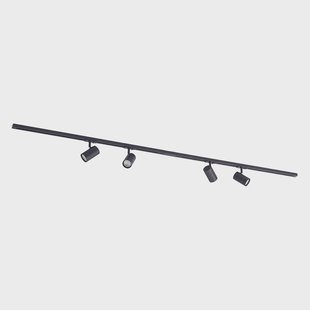 Lindby Railsystem Linaro, GU10, 4-lamps, zwart, Ø 6 cm