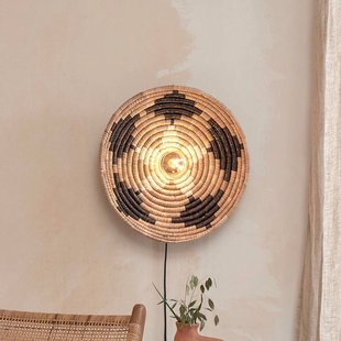 Good & Mojo Good &amp; Mojo Andros wandlamp, zwart/naturel/wit, stekker