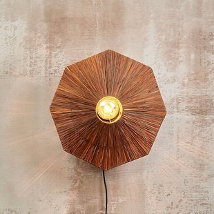 Good & Mojo Good &amp; Mojo Panama wandlamp, bruin, Ø 45 cm, stekker