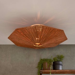 Good & Mojo Good &amp; Mojo Panama plafondlamp, bruin, Ø 65 cm, raffia