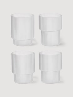 Mondgeblazen tumblers Ripple met groefreli&euml;f, 4-delig