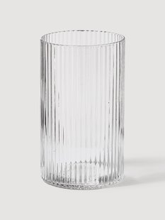 Mondgeblazen kleine longdrinkglazen Ripple met groefreli&euml;f, 4-delig