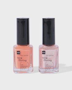 HEMA Long lasting nagellak set oranje glitter 2-delig