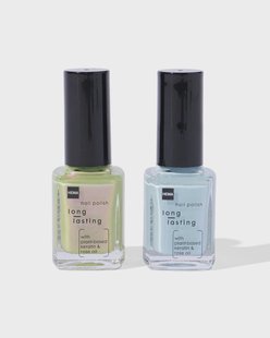 HEMA Long lasting nagellak set blauw groen 2-delig