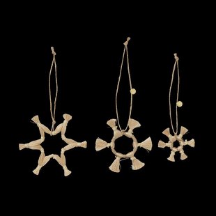 Ferm Living Ferm Living Jute Stars kerstboomversiering 3-delig Natural