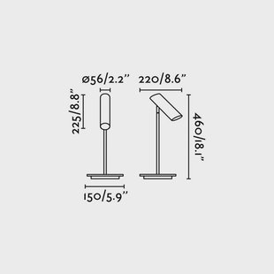 FARO BARCELONA Link tafellamp, mat zwart, staal, hoogte 46 cm