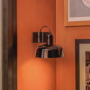 FARO BARCELONA Wandlamp Tatawin, zwart, staal/glas, Ø 18,4 cm