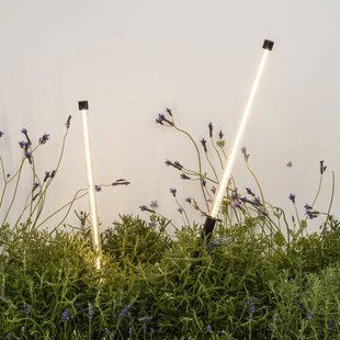 FARO BARCELONA Bambou 1068 LED grondspies lamp, zwart, aluminium/glas, hoogte 80 cm