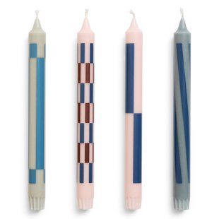 Hay Pattern Kaarsen Set Van 4 Light Pink And Blues