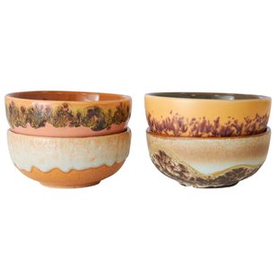 HKliving 70&#039;s Ceramic Schaal&Oslash;3.8 X 8 Set Van 4 Marine
