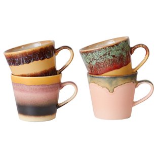 HKliving 70&#039;s Ceramic Cappuccino Mok Set Van 4 Vista