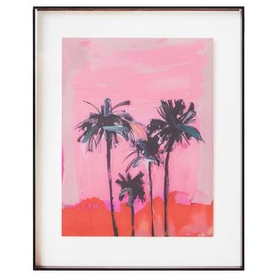 HKliving Acrylic Frame Brown Palms Schilderij 40x50
