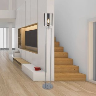 Searchlight Vloerlamp Catalina, glas, chroom/rookkleurig, E27, 144 cm