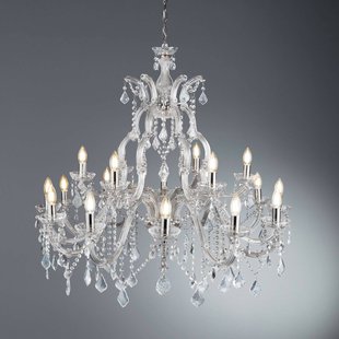 Searchlight Kroonluchter Marie Therese, 18-lichts, chroom, kristalglas