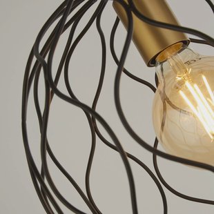 Searchlight Finesse hanglamp, zwart/goud, metaal, Ø31,5 cm, E27