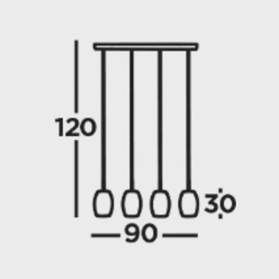 Searchlight Laser hanglamp, zwart, metaal, 4-lamps, E27