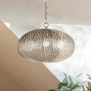Searchlight Fretwork hanglamp, nikkelkleurig, metaal, Ø 39 cm, E27