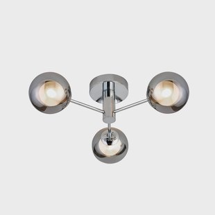 Searchlight Oscar plafondlamp, chroom/rookkleurig, glas, 3-lamps, G9