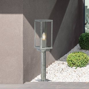 Searchlight Box II sokkellamp, 50 cm hoog, zilver/helder, glas, IP44