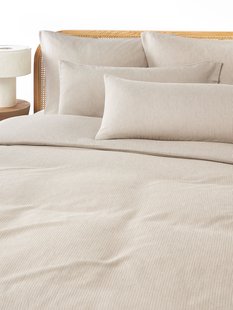 Flanellen dekbedovertrek Javon met fijne strepen