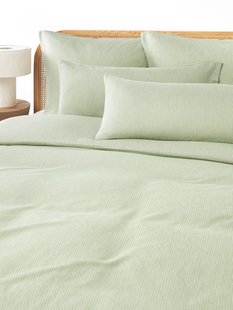 Flanellen dekbedovertrek Javon met fijne strepen