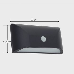 Lindby LED buiten wandlamp Siana, zwart, PC, sensor