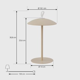 Lindby LED tafellamp Kanani, beige, dimbaar