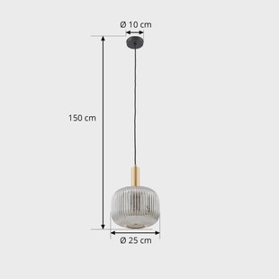 Lindby hanglamp Doroteo, 1-lamp, grijs, glas