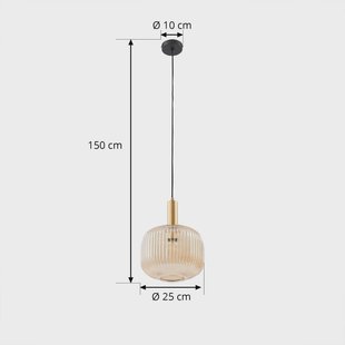 Lindby hanglamp Doroteo, 25 cm, 1-lamp, amber, glas