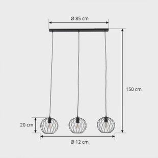 Lindby hanglamp Danika, 105 cm lang, zwart, metaal
