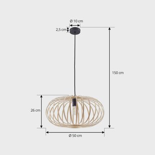 Lindby hanglamp Lielle, natuurlijk bamboe, Ø 50 cm