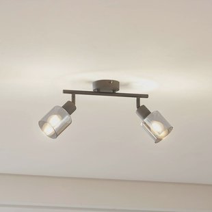 Lindby plafondlamp Netty, 2-lamps, grijs, glas