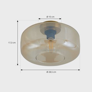 Lindby plafondlamp Hildur, Ø 28,5 cm, amber, glas