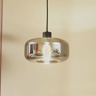 Lindby hanglamp Hildur, Ø 28,5 cm, 1-lamp, grijs, glas