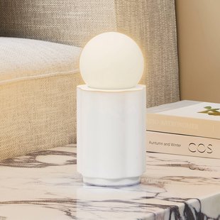 Lindby tafellamp Nielson, wit, hoogte kap 8,5 cm, gips