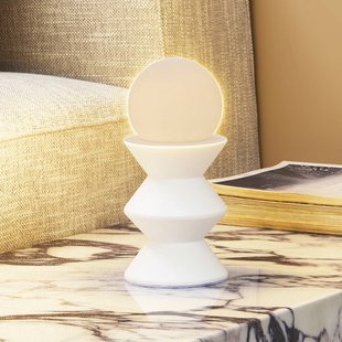 Lindby tafellamp Nielson, wit, hoogte kap 9 cm, gips