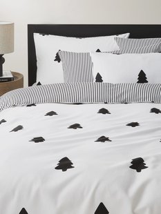 Dubbelzijdige flanellen dekbedovertrek Noan met kerstboommotief