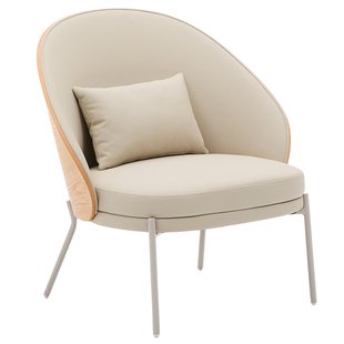 Kave Home Eamy Fauteuil Beige Leer Naturel Hout