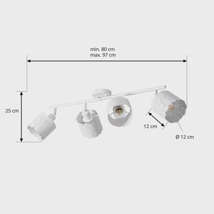 Lindby plafondlamp Aralena, wit, 4-lamps, lengte 97 cm