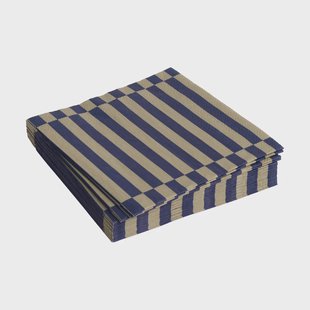 HAY Pattern Lunch Stripe servet 33x33 cm 20-pack Dark blue-dark sand pillar