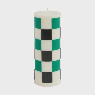 HAY Column Candle blokkaars medium 20 cm Off white-green-black check