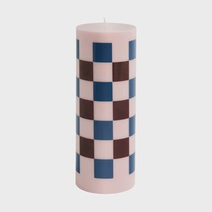 HAY Column Candle  blokkaars large 25 cm Pink-bordeaux-dark blue check