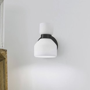 miloox by Sforzin Wandlamp Fifty, zwart, opaal wit glas, verstelbaar