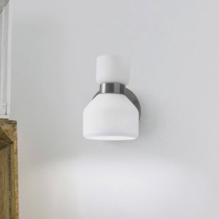 miloox by Sforzin Wandlamp Fifty, staalkleurig, opaalwit glas, verstelbaar
