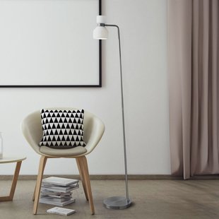 miloox by Sforzin Vloerlamp Fifty, staalkleurig, opaalwit glas, verstelbaar