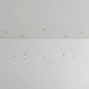 miloox by Sforzin Aladino hanglamp, 5-lamps, helder/goud, glas, gedecentraliseerd